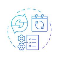 Changes to planned orders blue gradient concept icon. Modifications in original production schedules. MRP output. Round shape line illustration. Abstract idea. Graphic design. Easy to use in article vector
