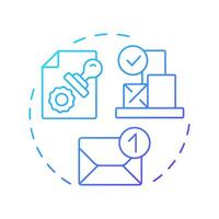 Order release notices blue gradient concept icon. Authorizations to commence procurement. MRP output. Round shape line illustration. Abstract idea. Graphic design. Easy to use in article vector