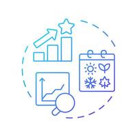 Seasonal demand forecasting blue gradient concept icon. Analyzing historical sales data. Benefit of MRP II. Round shape line illustration. Abstract idea. Graphic design. Easy to use in booklet vector