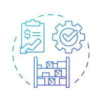 Reduces inventory costs blue gradient concept icon. Streamlining inventory processes. Benefit of MRP II. Round shape line illustration. Abstract idea. Graphic design. Easy to use in booklet vector