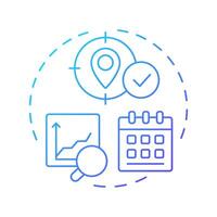 Forecast based planning blue gradient concept icon. Statistical models. SAP regulation with consumption analytics. Round shape line illustration. Abstract idea. Graphic design. Easy to use in booklet vector