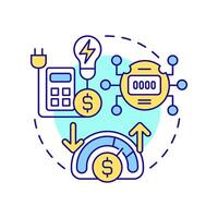 Price reactive system multi color concept icon. Consumption meter, bill calculation. Round shape line illustration. Abstract idea. Graphic design. Easy to use in infographic, presentation vector