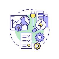 Rule based EMS multi color concept icon. Energy management, system regulation. Compliance, policy. Round shape line illustration. Abstract idea. Graphic design. Easy to use in infographic vector