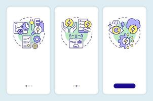 EMS system types onboarding mobile app screen. Walkthrough 3 steps editable graphic instructions with linear concepts. UI, UX, GUI template vector