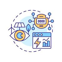 Energy review multi color concept icon. Power consumption tracking, monitoring. Meter, statistics. Round shape line illustration. Abstract idea. Graphic design. Easy to use in infographic vector