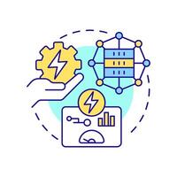 Centralized optimization EMS multi color concept icon. Consumption control, energy generation. Round shape line illustration. Abstract idea. Graphic design. Easy to use in infographic vector