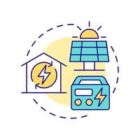 Household self sufficiency multi color concept icon. Solar panels, green energy. Electricity, power. Round shape line illustration. Abstract idea. Graphic design. Easy to use in infographic vector