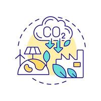 Lower carbon emissions multi color concept icon. Green production, ecology preservation. Renewable energy. Round shape line illustration. Abstract idea. Graphic design. Easy to use in infographic vector