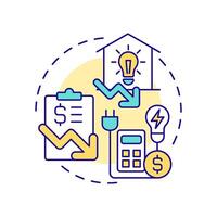 Lower energy bill multi color concept icon. Taxes, calculation. Finance, electricity. Round shape line illustration. Abstract idea. Graphic design. Easy to use in infographic, presentation vector
