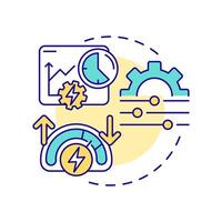 Peak shaving multi color concept icon. Consumption control. Real time monitoring, tracking. Round shape line illustration. Abstract idea. Graphic design. Easy to use in infographic, presentation vector