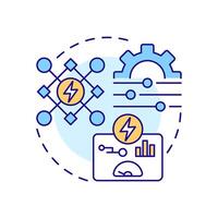 Energy monitoring system multi color concept icon. Tracking, control. Industrial, technology. Round shape line illustration. Abstract idea. Graphic design. Easy to use in infographic, presentation vector