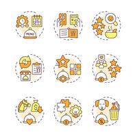 Choose time frame multi color concept icon. Step of menu engineering. Restaurant industry management. Round shape line illustration. Abstract idea. Graphic design. Easy to use in promotional material vector