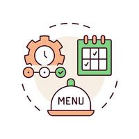 Recipe costing multi color concept icon. Calculating expenses for dishes cooking. Menu engineering. Round shape line illustration. Abstract idea. Graphic design. Easy to use in presentation vector
