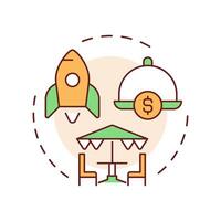 Restaurant labor costs multi color concept icon. Staff wages regulation strategy. Operational expenses. Round shape line illustration. Abstract idea. Graphic design. Easy to use in presentation vector