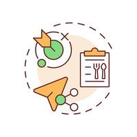 Restaurant management multi color concept icons. Strategy of catering service development. Food service. Icon pack. Round shape illustrations for presentation. Abstract idea vector