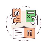 Popularity of every dish multi color concept icon. Analyzing restaurant sales data. Menu engineering. Round shape line illustration. Abstract idea. Graphic design. Easy to use in promotional material vector