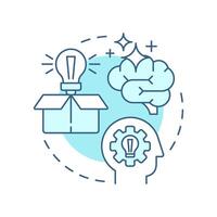Think outside the box soft blue concept icon. Innovative ideas, brainstorm. Creativity, inspiration. Round shape line illustration. Abstract idea. Graphic design. Easy to use in infographic vector