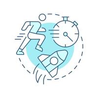 Hit ground running soft blue concept icon. Time management, workflow organization. Round shape line illustration. Abstract idea. Graphic design. Easy to use in infographic, presentation vector