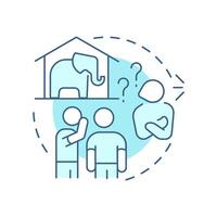 Elephant in room soft blue concept icon. Problem ignoring, solving issue. Team work. Round shape line illustration. Abstract idea. Graphic design. Easy to use in infographic, presentation vector
