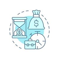 Time is money soft blue concept icon. Business management. Finance, economics. Cash clock. Round shape line illustration. Abstract idea. Graphic design. Easy to use in infographic, presentation vector