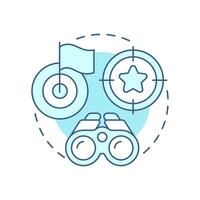 Keep eye on ball soft blue concept icon. Goal focus, target. Milestone, control. Round shape line illustration. Abstract idea. Graphic design. Easy to use in infographic, presentation vector