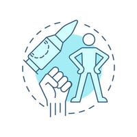 Bite the bullet soft blue concept icon. Task management, decision making. Will power. Round shape line illustration. Abstract idea. Graphic design. Easy to use in infographic, presentation vector