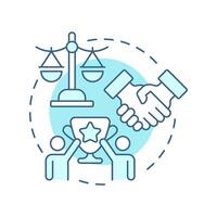 Win-win situation soft blue concept icon. Success, achievement. Collaboration, teamwork. Round shape line illustration. Abstract idea. Graphic design. Easy to use in infographic, presentation vector