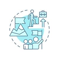 Climb corporate ladder soft blue concept icon. Goal achieving, leadership. Company structure. Round shape line illustration. Abstract idea. Graphic design. Easy to use in infographic, presentation vector