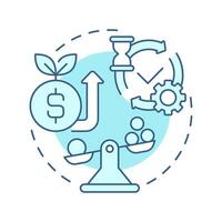 Less is more soft blue concept icon. Scales wages. Minimalism, philosophy. Asset management. Round shape line illustration. Abstract idea. Graphic design. Easy to use in infographic vector