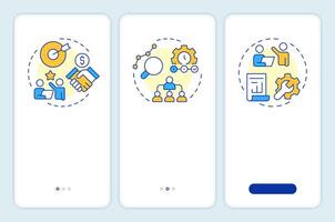 Levels of management onboarding mobile app screen. Business. Walkthrough 3 steps editable graphic instructions with linear concepts. UI, UX, GUI template vector