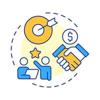 Top managers multi color concept icon. Highest level of leadership within organization. Company CEO. Round shape line illustration. Abstract idea. Graphic design. Easy to use in presentation vector