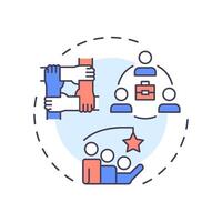 Team building multi color concept icon. Fostering strong work relationships. Line manager responsibility. Round shape line illustration. Abstract idea. Graphic design. Easy to use in booklet vector