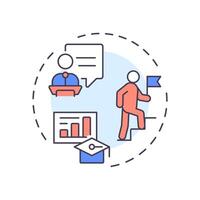 Coach and support employees multi color concept icon. Helping team members succeed. Line manager responsibilities. Round shape line illustration. Abstract idea. Graphic design. Easy to use in booklet vector