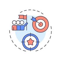 Set team goals multi color concept icon. Planning tasks and targets. Line manager responsibility. Round shape line illustration. Abstract idea. Graphic design. Easy to use in presentation vector