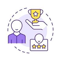 Rewarding multi color concept icon. Compensating employees for contributions. Performance management system. Round shape line illustration. Abstract idea. Graphic design. Easy to use in booklet vector