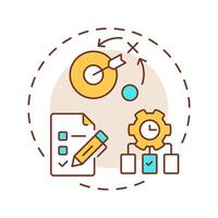 Organisation multi color concept icon. Planning, prioritizing and coordinating tasks. Line manager skill. Round shape line illustration. Abstract idea. Graphic design. Easy to use in booklet vector