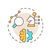 Analytical thinking multi color concept icon. Evaluate complex problems to find solution. Line manager skill. Round shape line illustration. Abstract idea. Graphic design. Easy to use in booklet vector