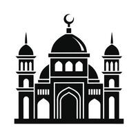 A black and white silhouette of a mosque, perfect for use in religious contexts, educational materials, or general illustrations of Islamic architecture. vector