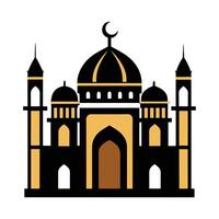 This stylized, black and white graphic depicts a mosque. vector