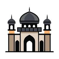 A black silhouette of a mosque, perfect for representing Islamic culture, faith, or architectural design. vector