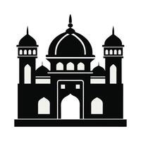 This graphic features a stylized, black silhouette of a mosque, perfect for representing Islamic culture and faith. vector