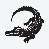 Powerful Silhouette of a Croc in Aggressive Pose vector