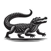 A powerful, stylized silhouette of an alligator. vector