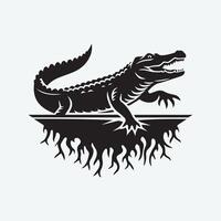 Bold Illustration of a Crocodile Emerging from Water vector