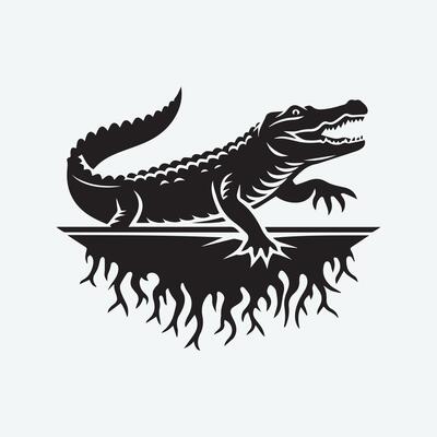 Bold Illustration of a Crocodile Emerging from Water