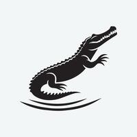 Stylish black and white silhouette of a crocodile. vector