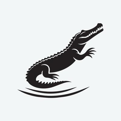 Stylish black and white silhouette of a crocodile.