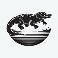 Intrepid Crocodile Silhouette in Aggressive Pose vector