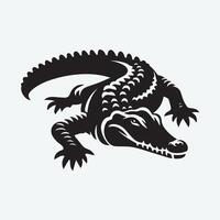 Bold Silhouette of a Crocodile in Circular Design vector