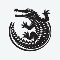 A bold, graphic silhouette of a crocodile in a dynamic, aggressive stance. vector